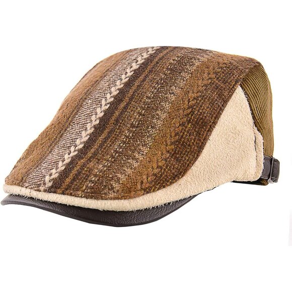 Men's  Hat-t6-khaki 100% Cotton Adjustable Newsboy Hats Cabbie Gatsby Cap - Picture 1 of 7